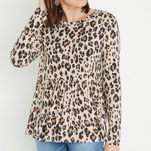 Maurices Cheetah Print Peplum Top Size XL